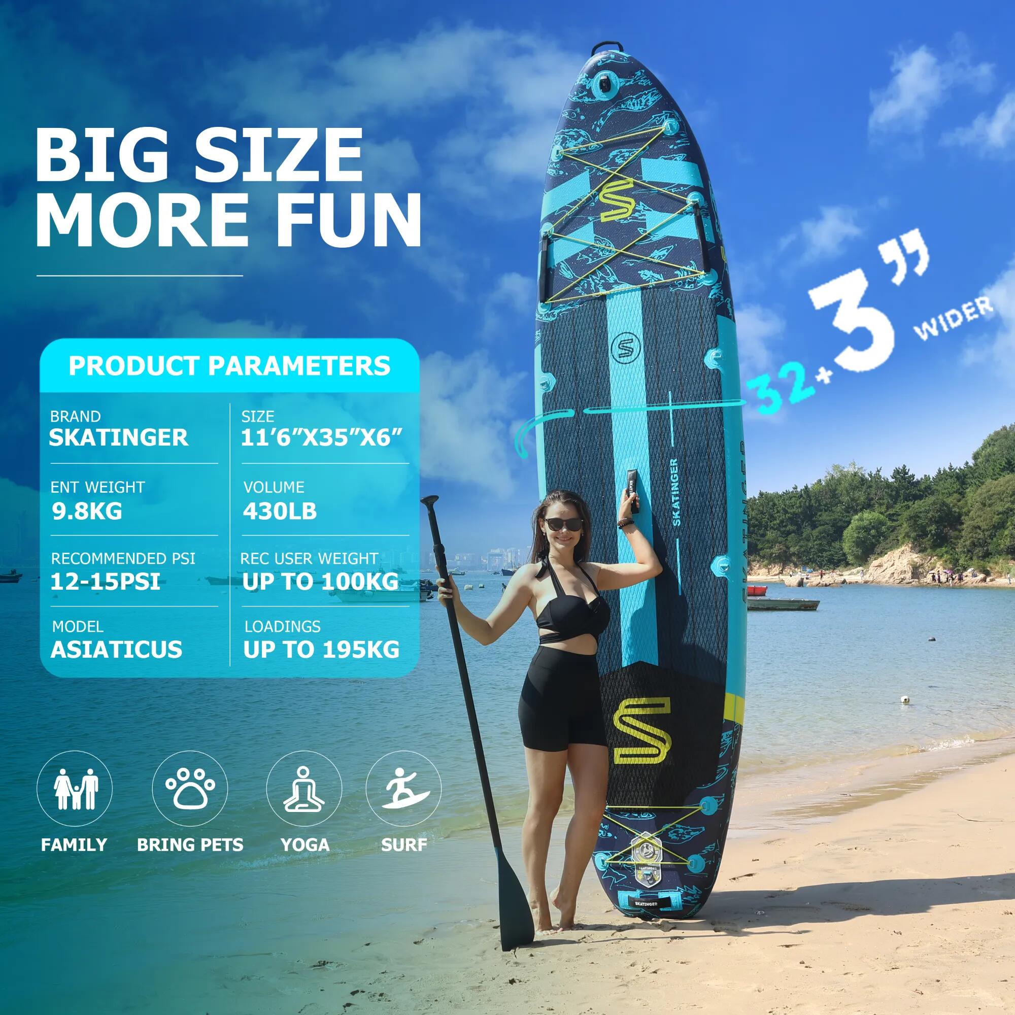 Paddleboard SKATINGER Asiaticus 350x86x15 cm (11'6'') yoga, s prislusenstvím 3/7