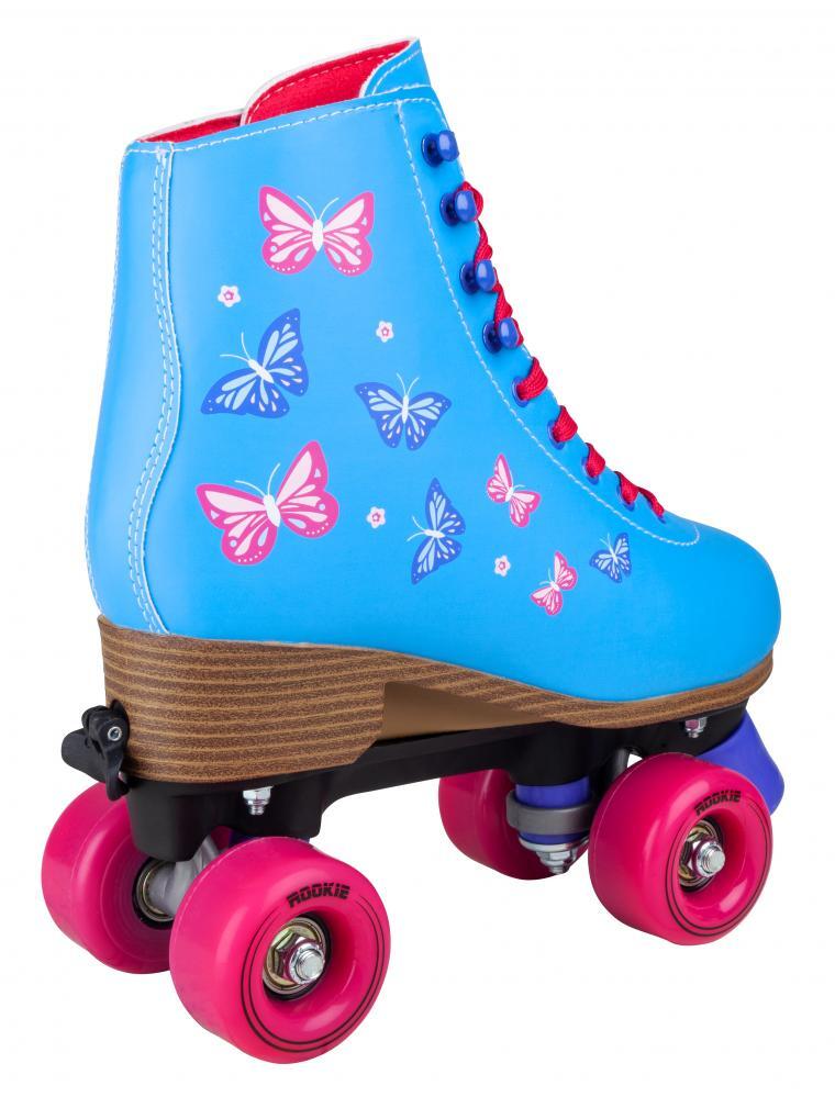Blossom Blue Adjustable Kids Artistic Quad Roller Skates 3/4
