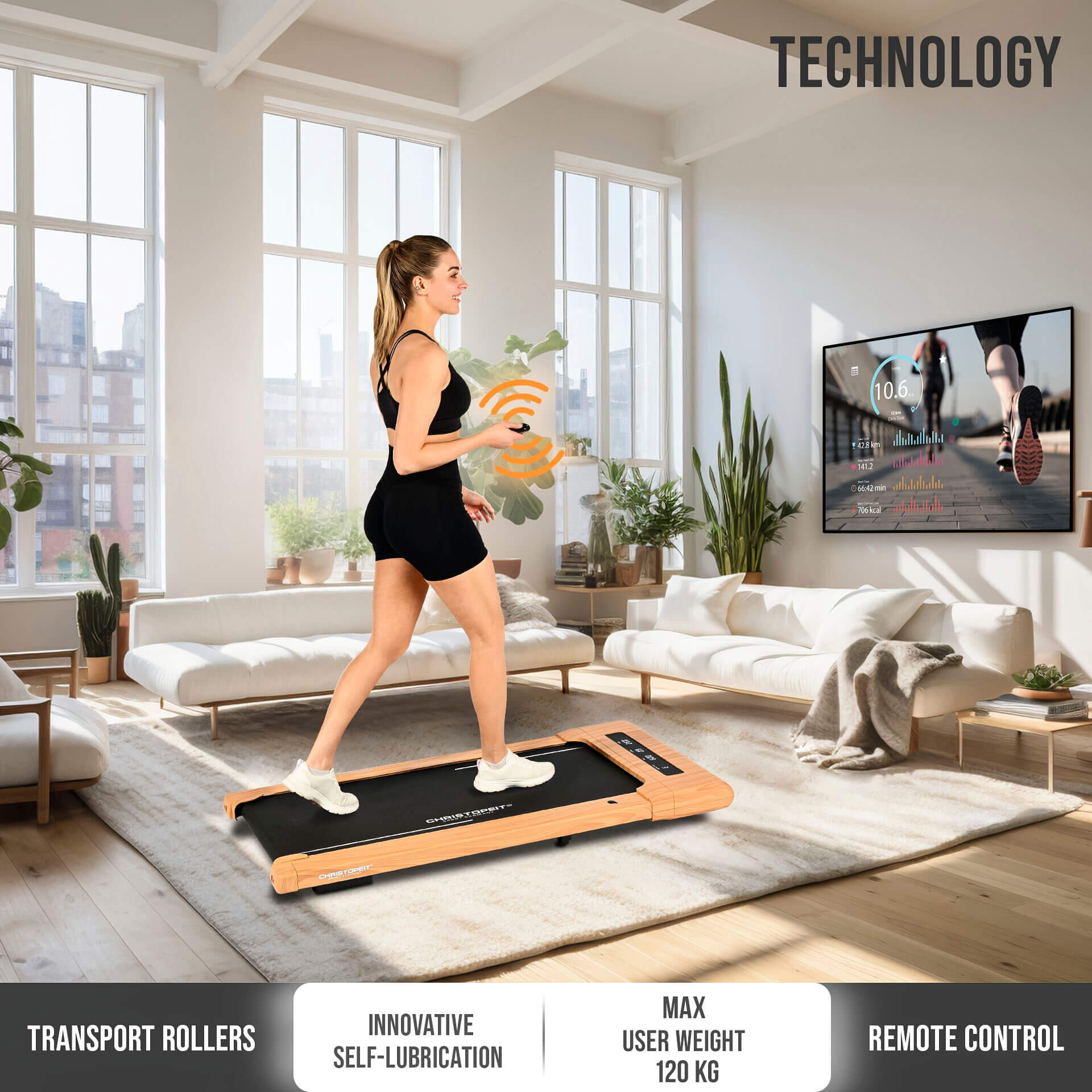 Walking Pad mit Steigung - bis 6 km/h - LED - Bluetooth - Fernbed. - 4.2 8/13