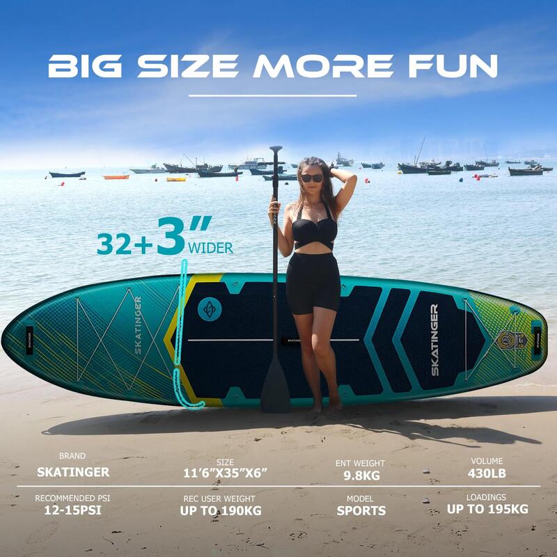 Placă SUP SKATINGER Prana Meteor Blue 350x89x15 cm (11'6'') yoga