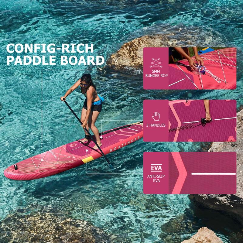Placă SUP SKATINGER Prana Meteor Red 350x89x15 cm (11'6'') yoga