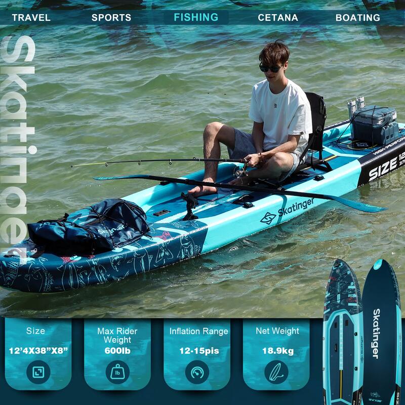 Placă SUP pentru pescuit SKATINGER Fishing Boat 378x96x20 cm