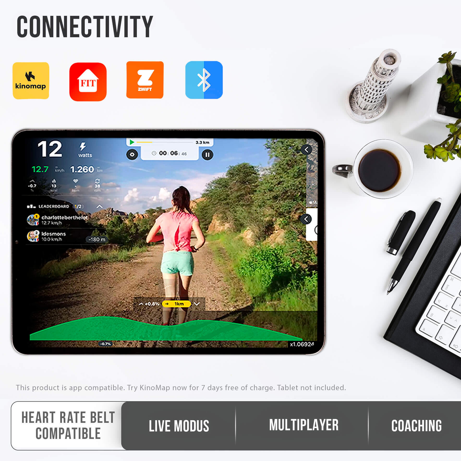 Walking Pad mit Steigung - bis 6 km/h - LED - Bluetooth - Fernbed. - 4.2 10/13