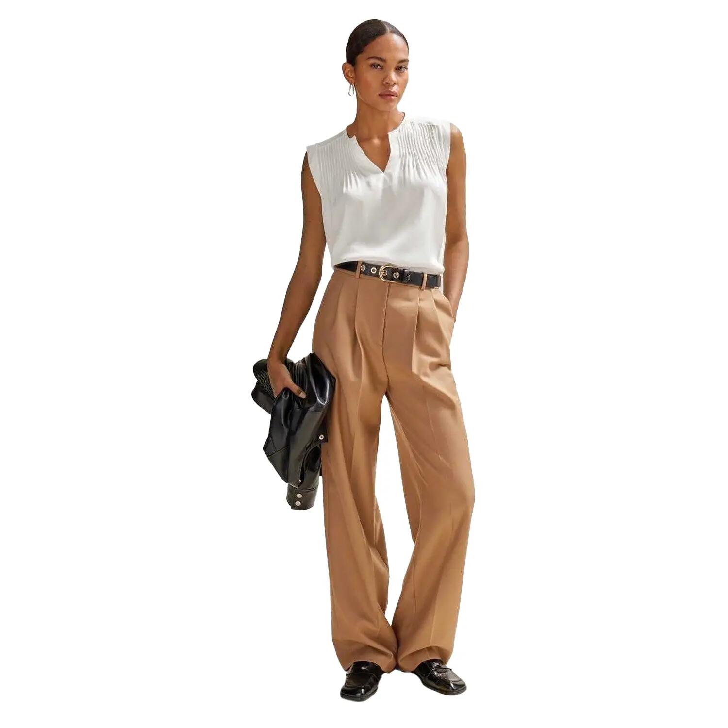 Blouse Motif/style À Plis Femme (Blanc) 5/5