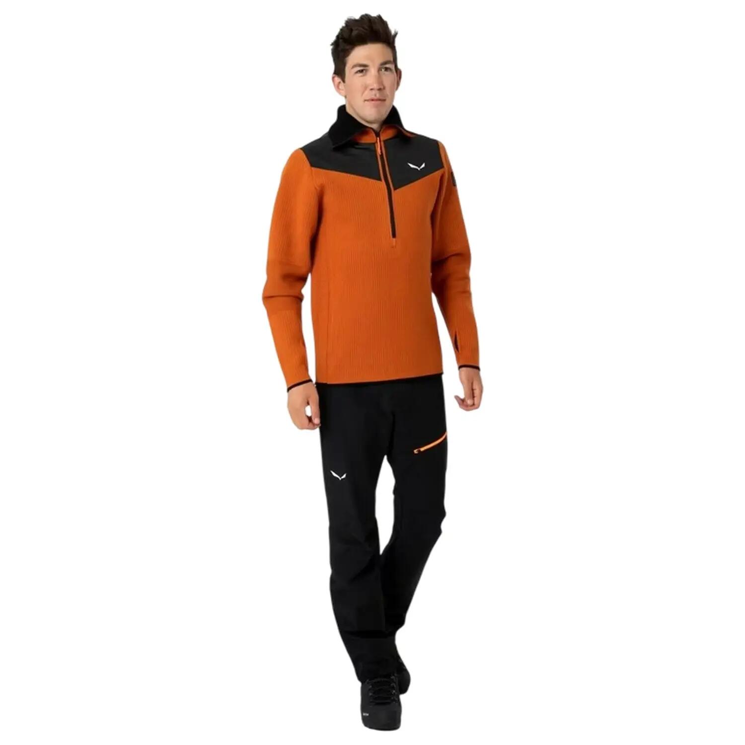Mens Zip Neck Regular LongSleeved Jumper (Brown/Black) 6/6