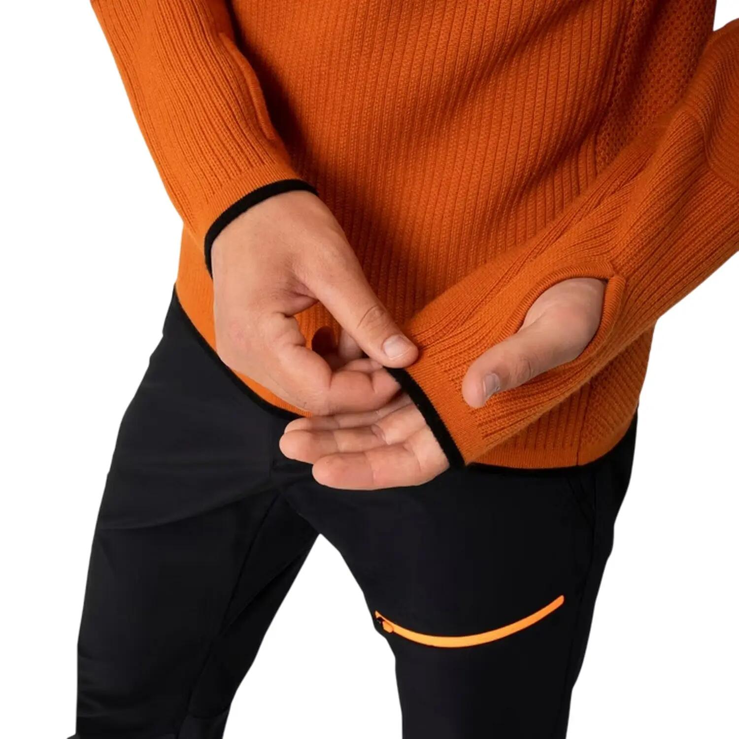 Mens Zip Neck Regular LongSleeved Jumper (Brown/Black) 5/6