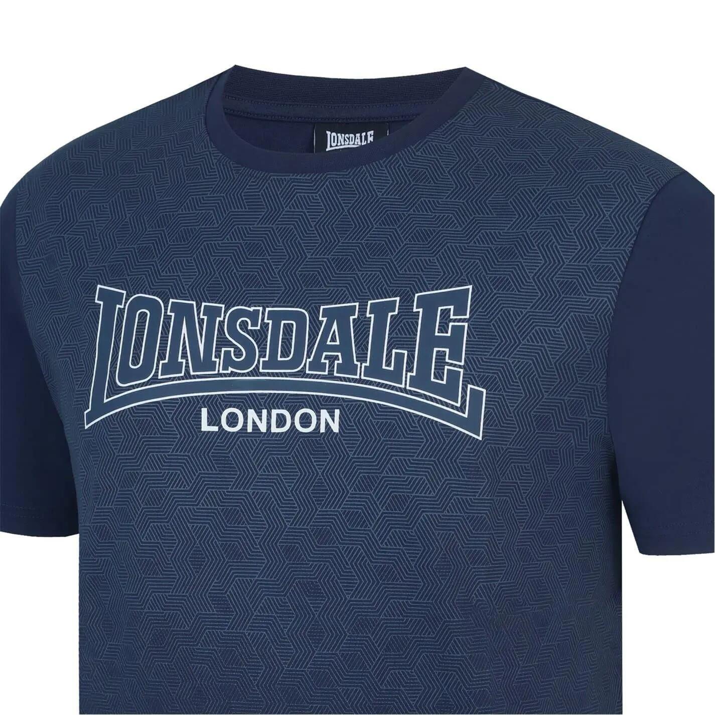Maglietta Geometrica Logo Uomo Lonsdale Blu 6/6
