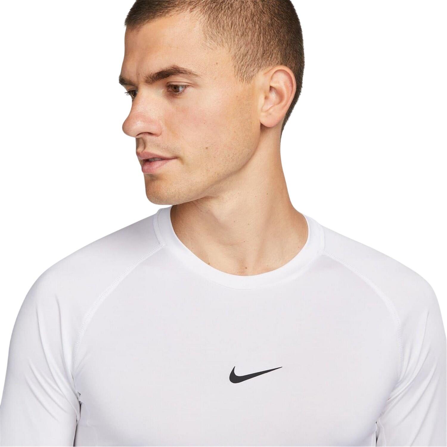 Mens Pro Lettering Print Athletic Base Layer Top (White/Black) 5/5