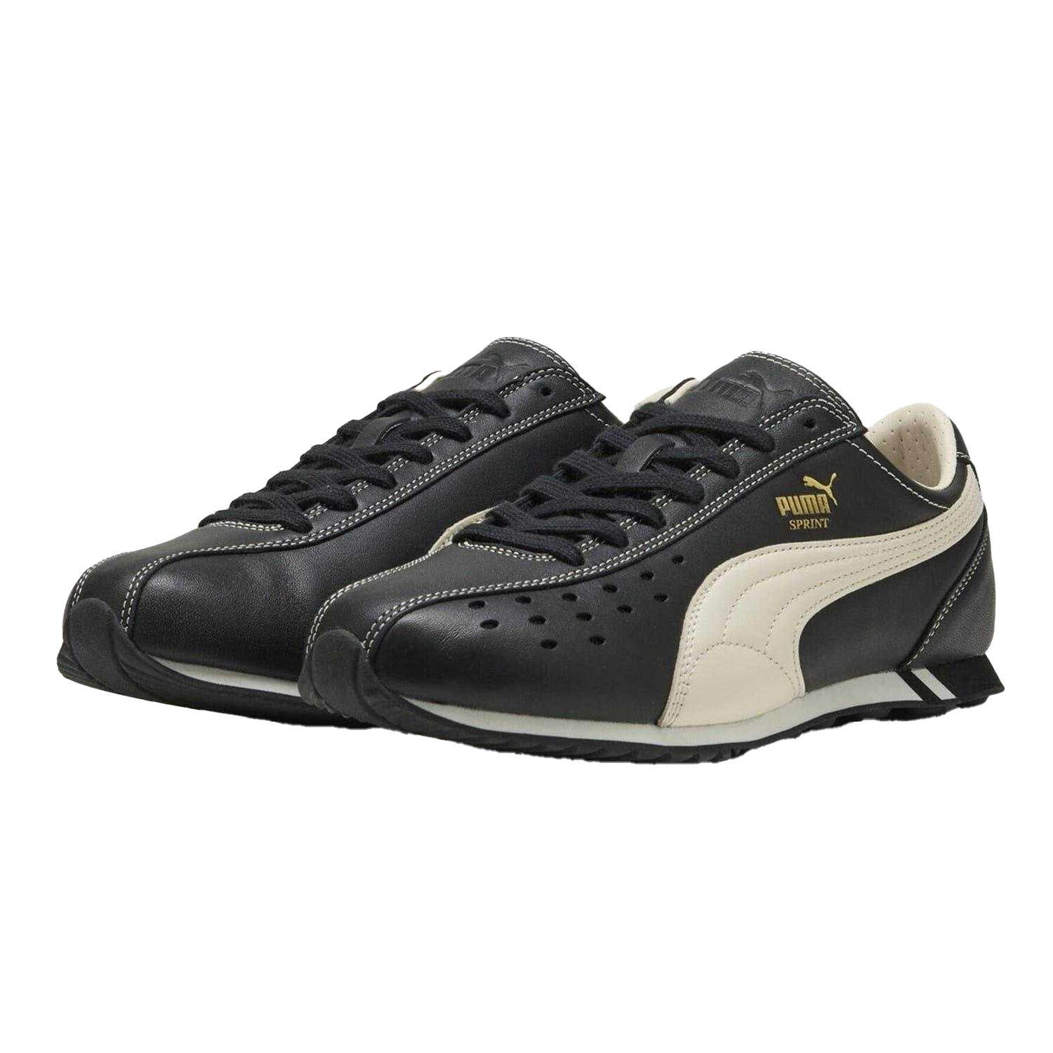 Lederen platte sprintschoenen voor dames (Zwart, Wit) 7/7
