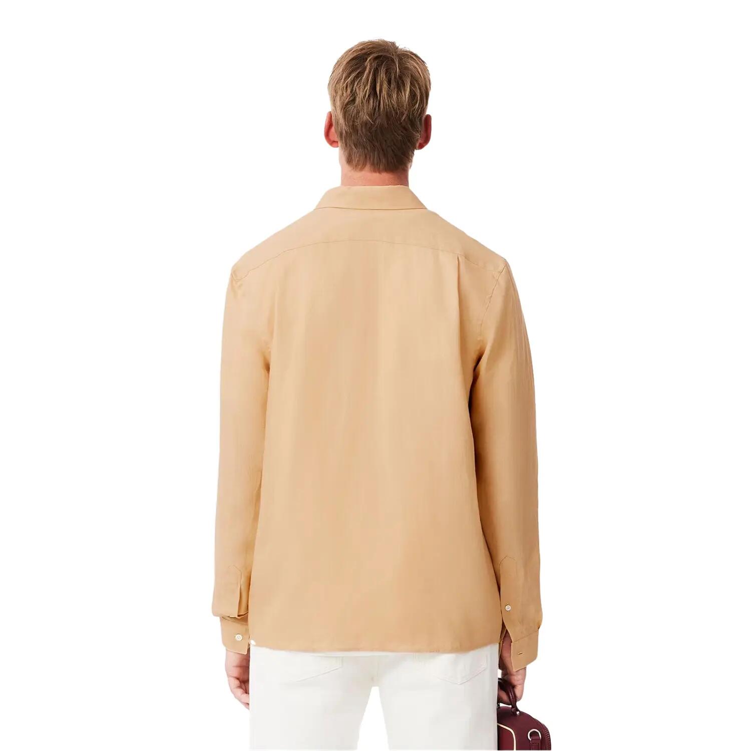 Mens Logo Linen Shirt (Beige) 5/5