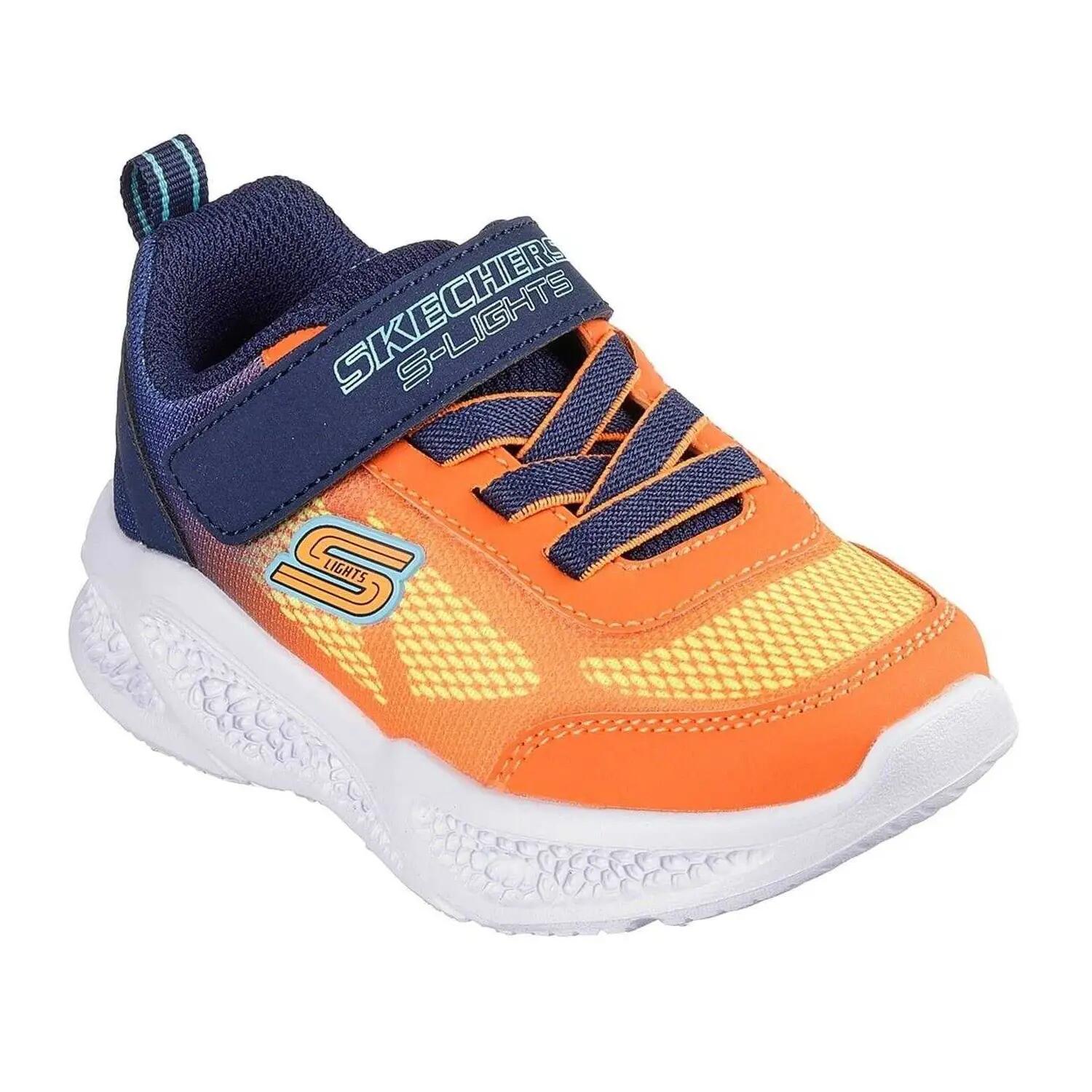 Lederen sportschoenen voor jongens: S Lights FlexGlow Bolt (Oranje/Zwaar) 6/6