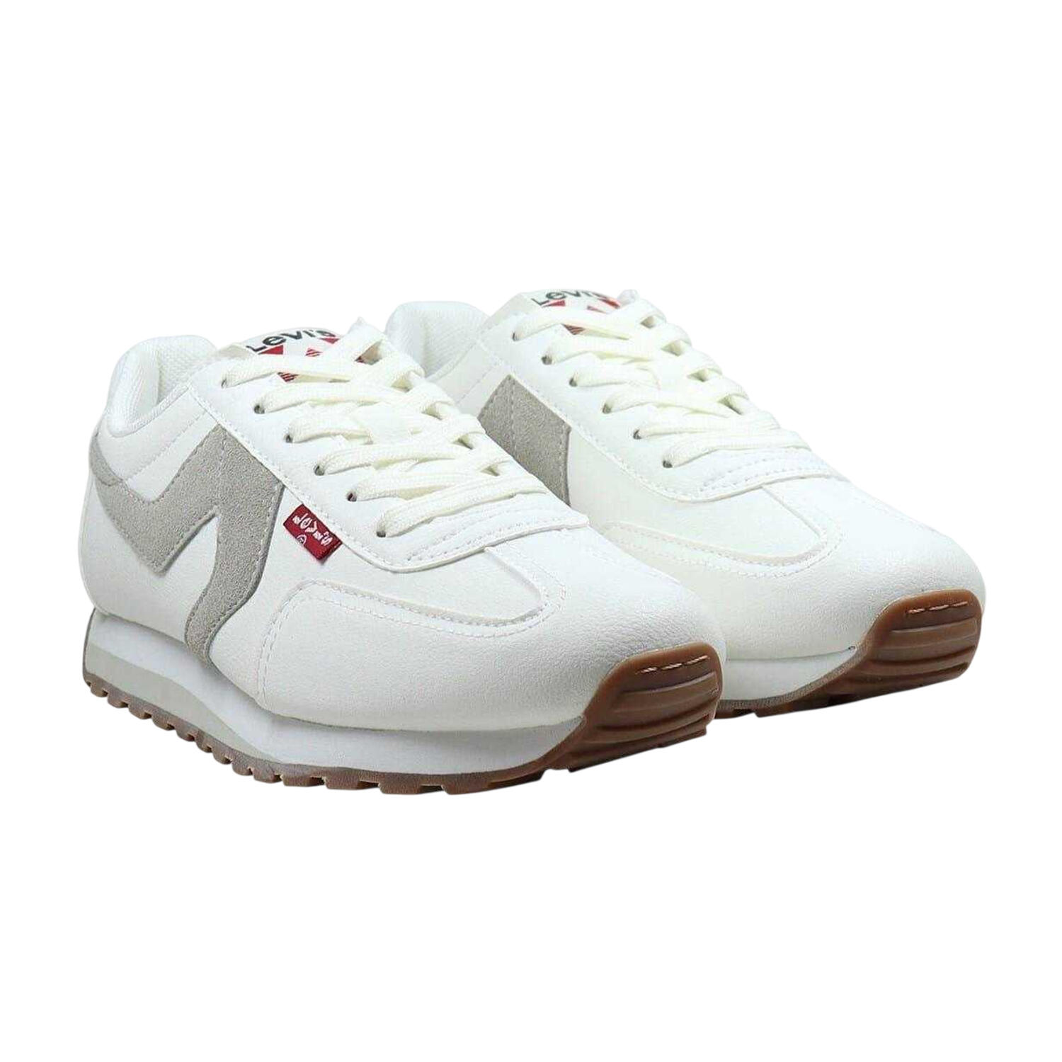 Womens/Ladies Leather Trainers (White/Stone) 5/5