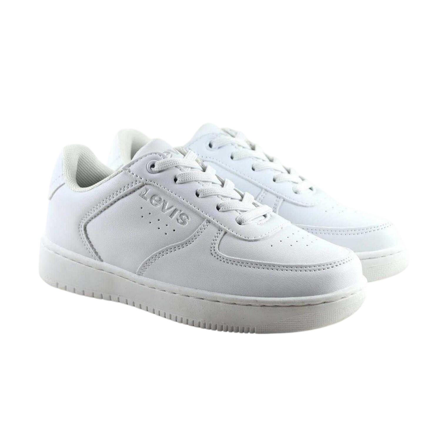 Childrens/Kids Union Leather Trainers (White) 5/5