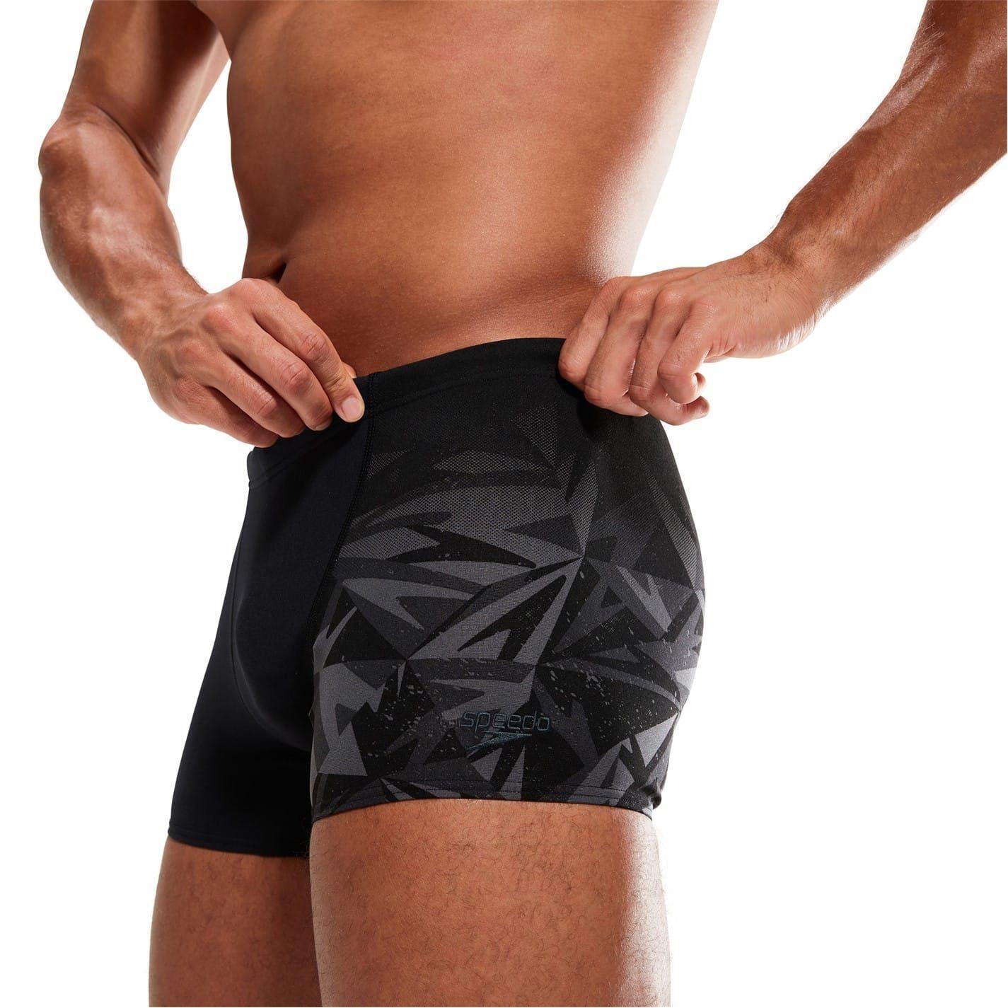 Costume Da Bagno A Pantaloncino Geometrica Uomo Speedo Nero Grigio 6/6