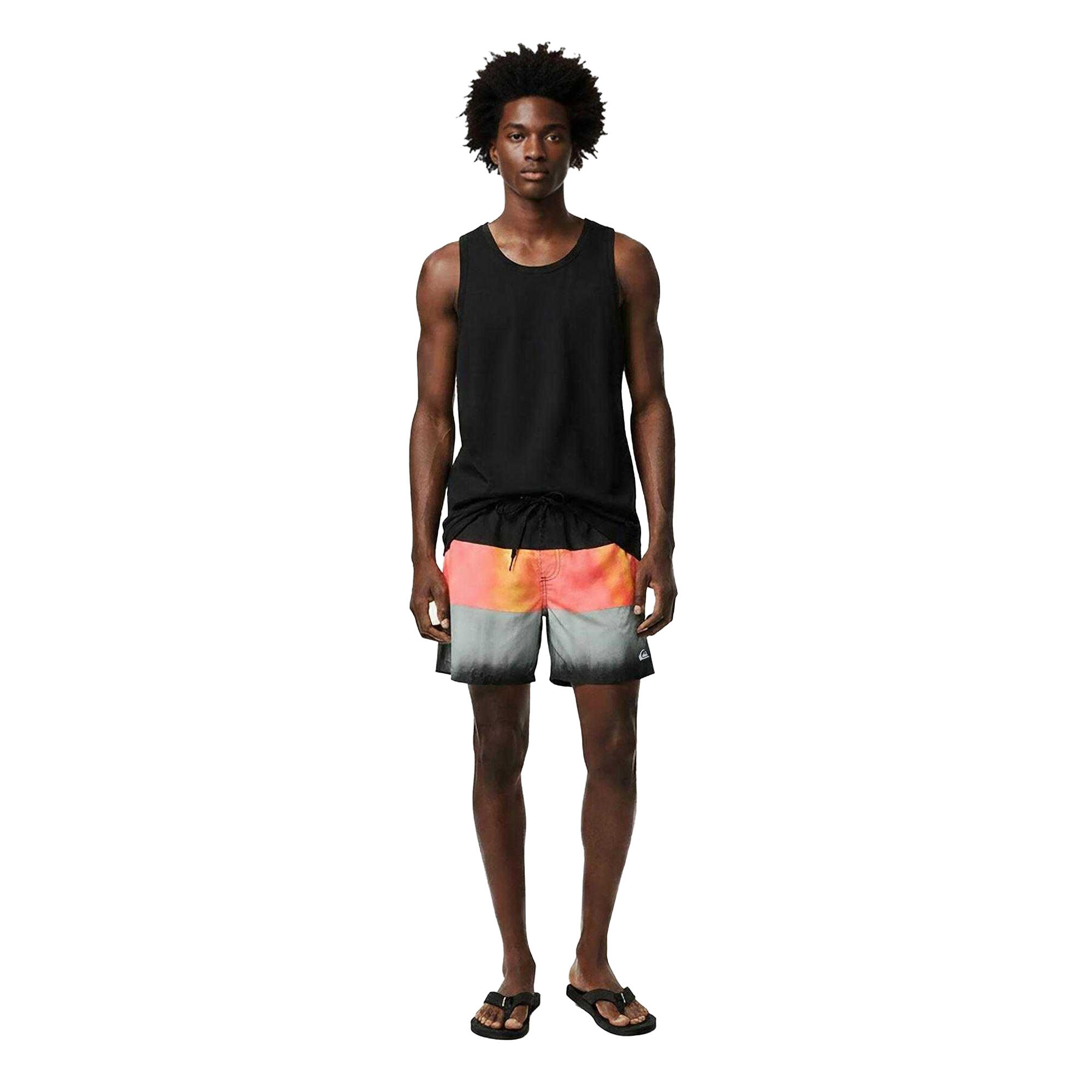 Mens Colour Block Swim Shorts (Red/Black/Grey) 5/5