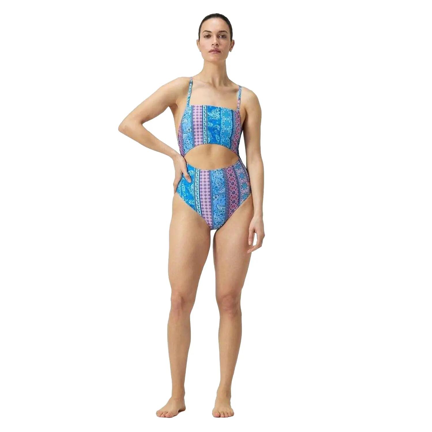 Maillot De Bain 1 Pièce Motif/style Cachemire Femme (Bleu / Rose Motif 5/5