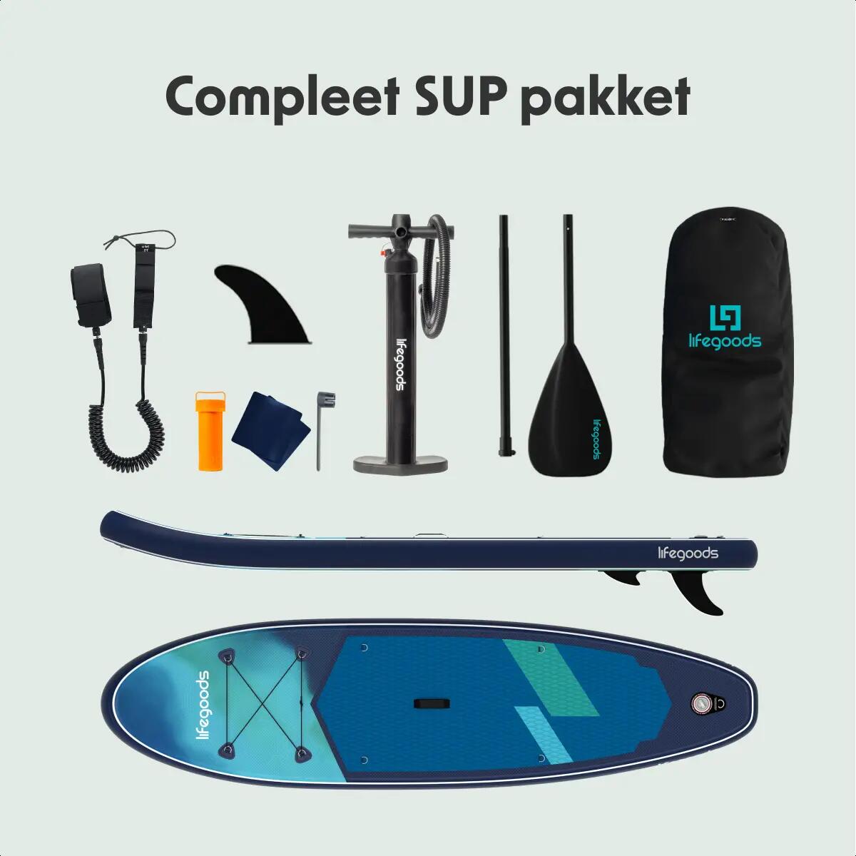 SUP Board Allround Compact - 300cm - max 100kg - beginners - Blauw/Groen 9/10