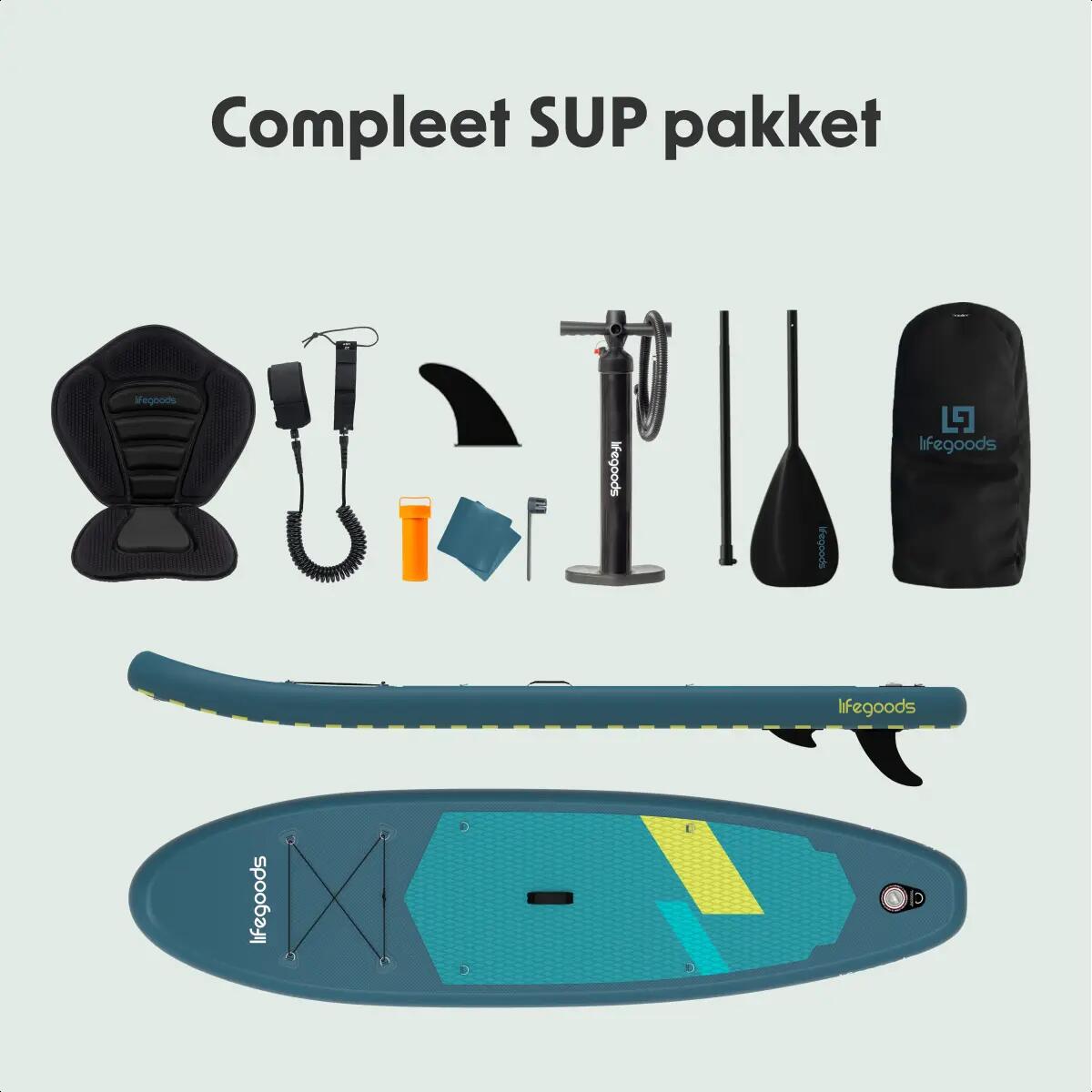 SUP Board Allround Compact - met zitje - 300cm - max 100kg - beginners - Cyaan 9/10