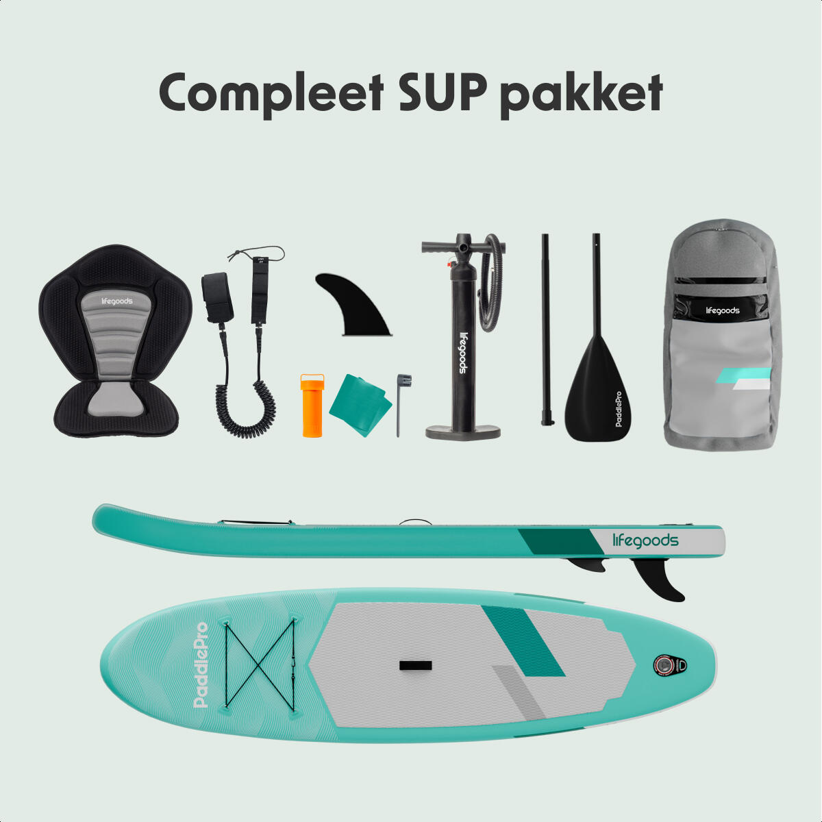 SUP Board Allround Compact - met zitje - 300cm - max 100kg - beginners - Groen 9/10