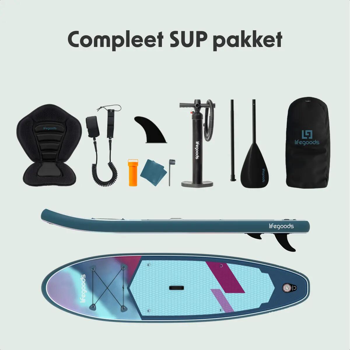 SUP Board Allround Compact - met zitje - 300cm - max 100kg - beginners - Paars 9/10