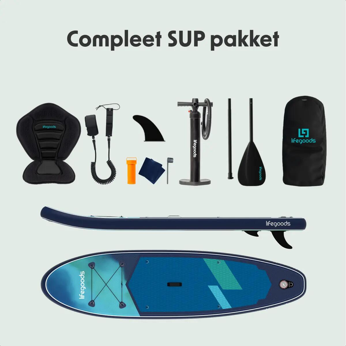 SUP Board Allround Compact - met zitje - 300cm - max 100kg - beginners - Blauw 9/10