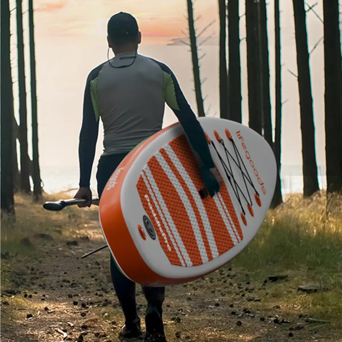 PaddlePro SUP Board - opblaasbaar - 320cm - max 150kg - Wit/Oranje 8/10
