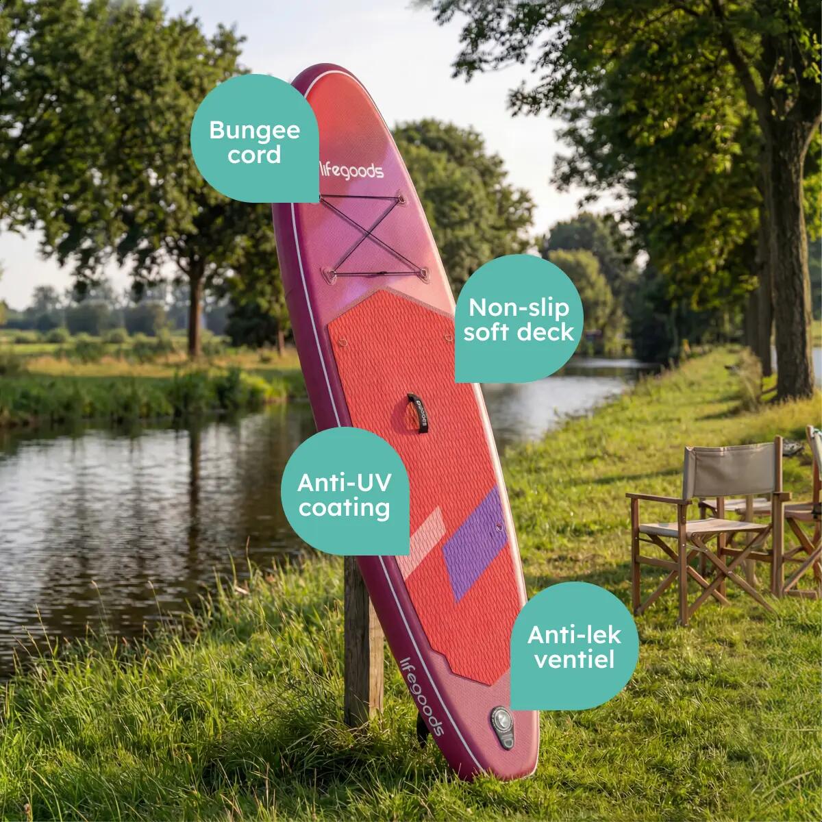 SUP Board Allround Compact - met zitje - 300cm - max 100kg - beginners - Rood 8/10