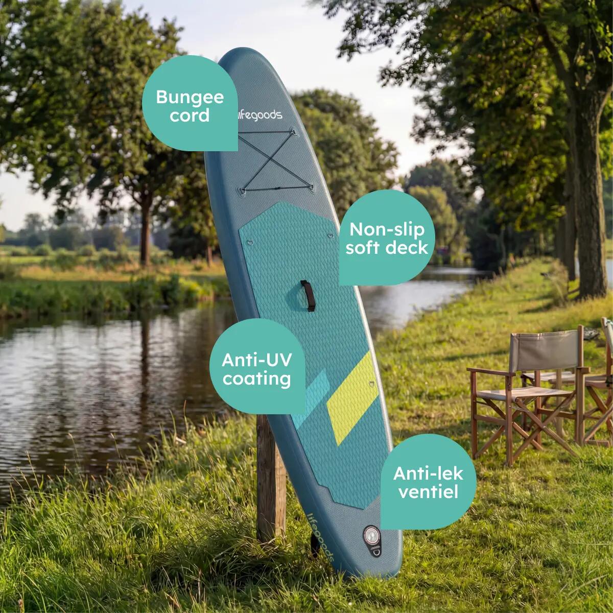 SUP Board Allround Compact - met zitje - 300cm - max 100kg - beginners - Cyaan 8/10