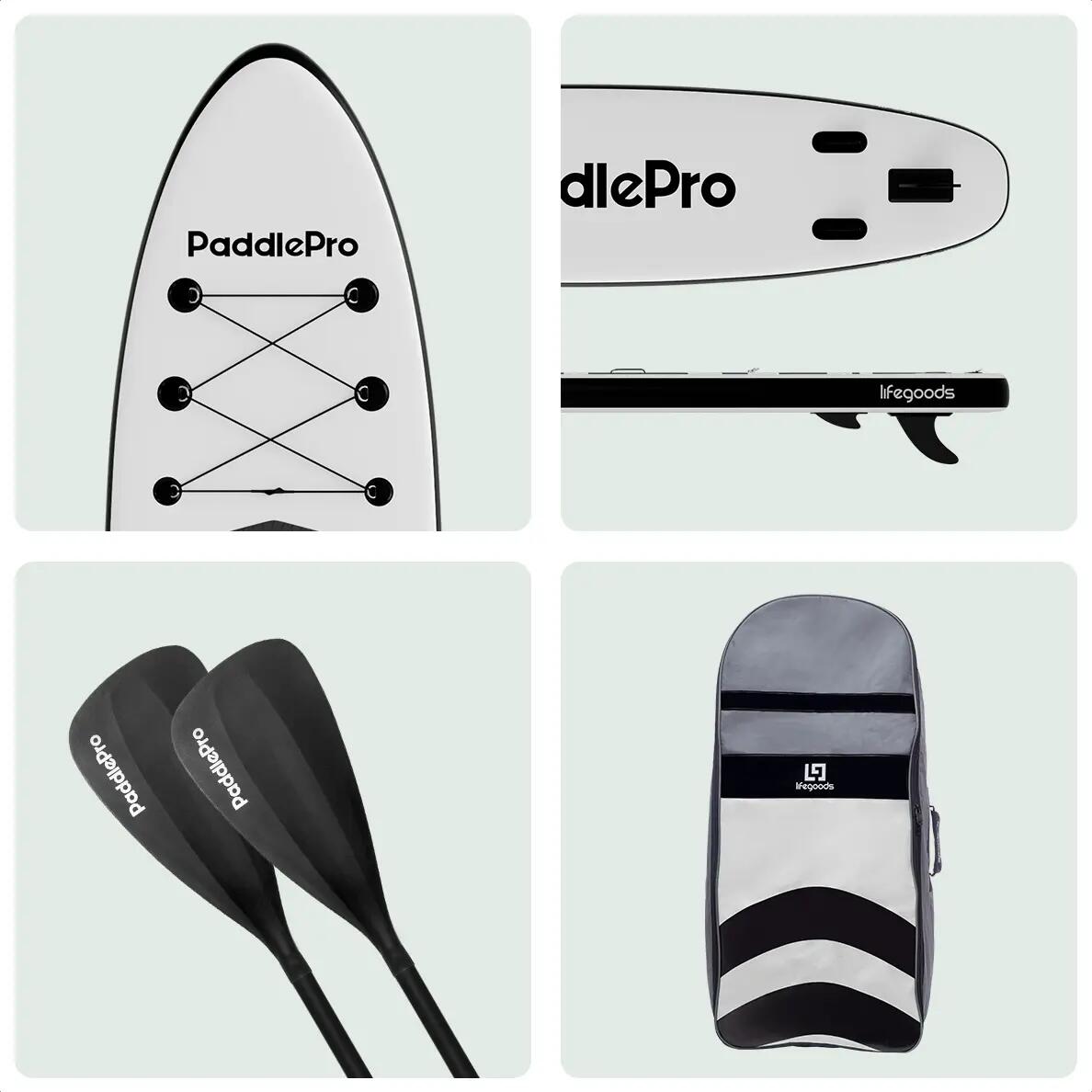 PaddlePro SUP Board - met zitje - opblaasbaar - 320cm - max 150kg - Zwart/Wit 8/10