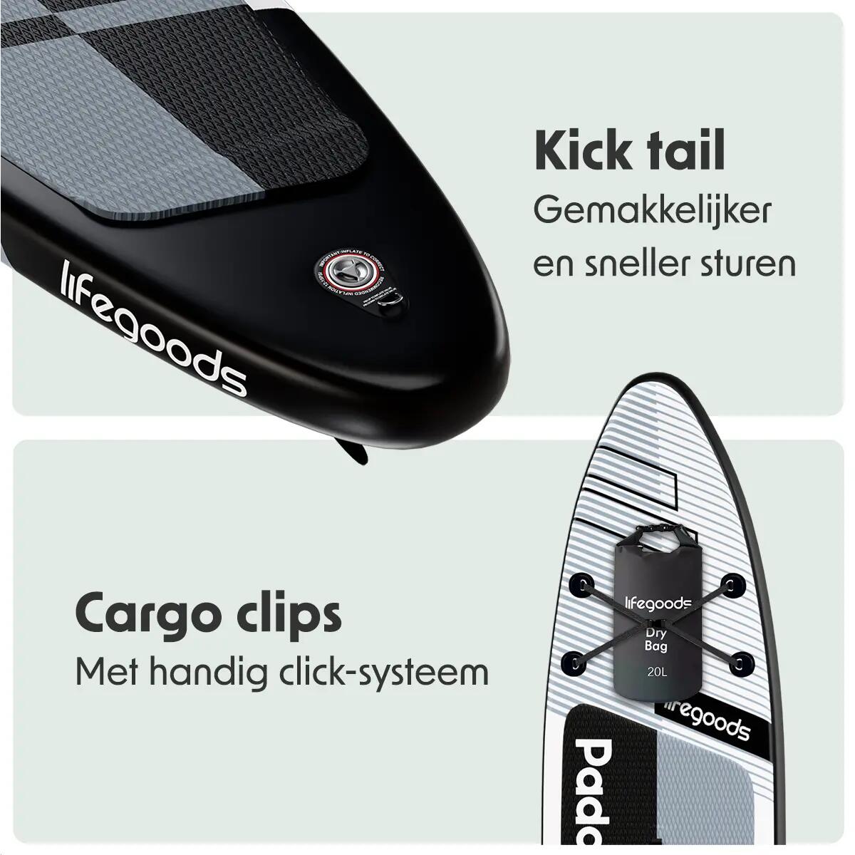 PaddlePro SUP Board Pro - opblaasbaar - 320cm - max 150kg - Wit/Zwart 5/10