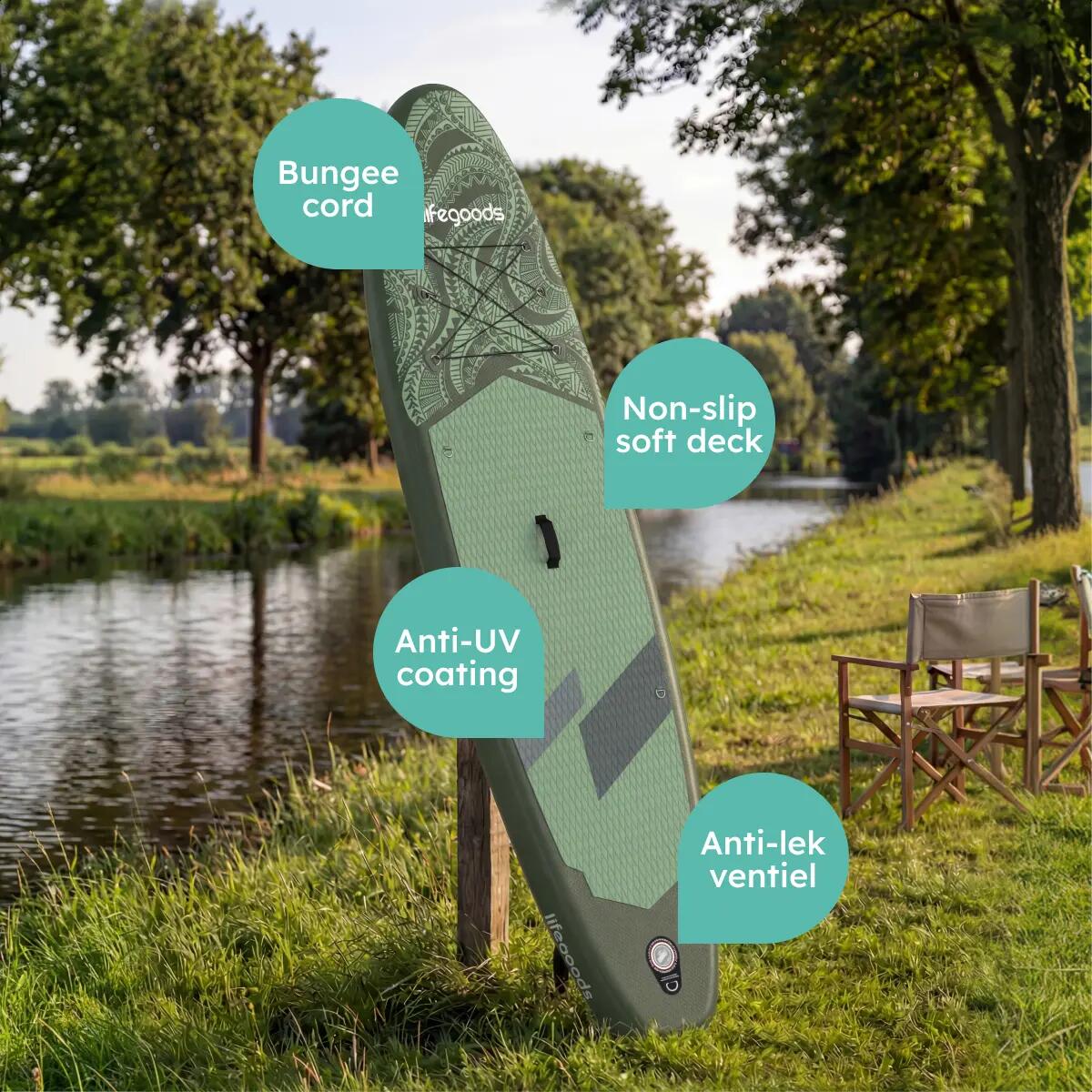 SUP Board Allround Compact - met zitje - 300cm - max 100kg - beginners - Groen 8/10