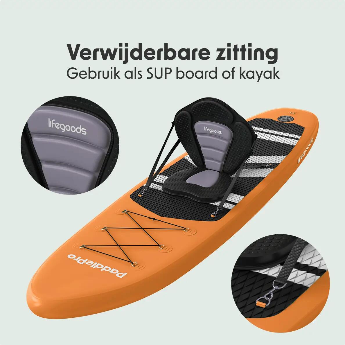 PaddlePro SUP Board - met zitje - opblaasbaar - 320cm - max 150kg - Oranje 7/10