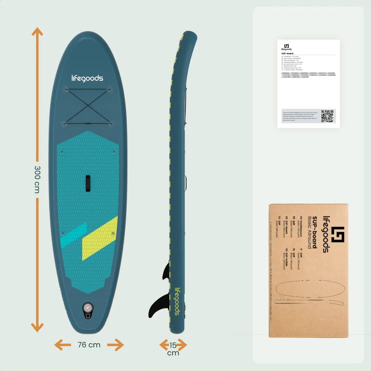 SUP Board Allround Compact - met zitje - 300cm - max 100kg - beginners - Cyaan 7/10