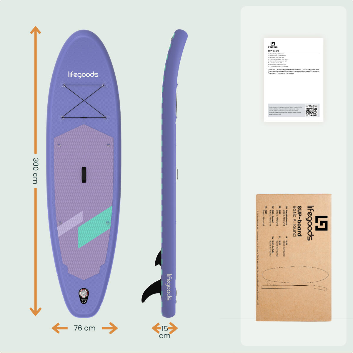 SUP Board Allround Compact - 300cm - max 100kg - beginners - Paars 7/10