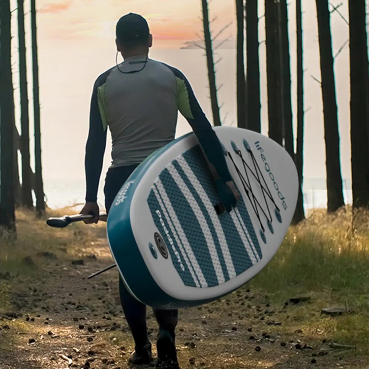 PaddlePro SUP Board - opblaasbaar - 320cm - max 150kg - Wit/Blauwgroen 8/10
