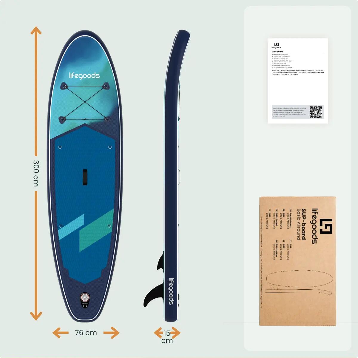 SUP Board Allround Compact - met zitje - 300cm - max 100kg - beginners - Blauw 7/10