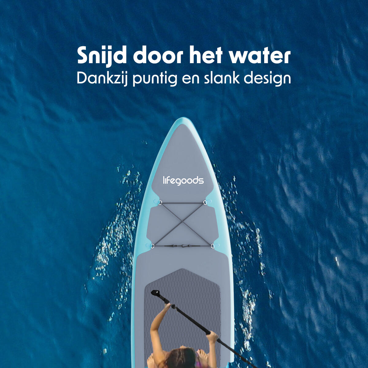 SUP Board Touring - complete set - opblaasbaar - 365cm - max 165kg - Blauwgroen 4/10