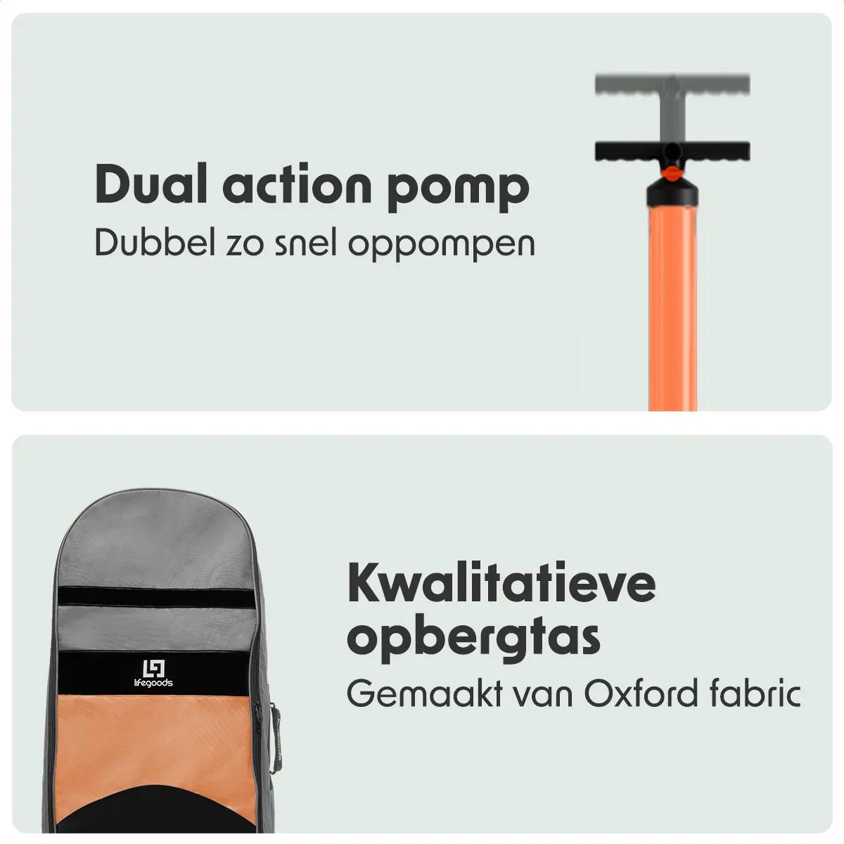 PaddlePro SUP Board - opblaasbaar - 320cm - max 150kg - Wit/Oranje 4/10