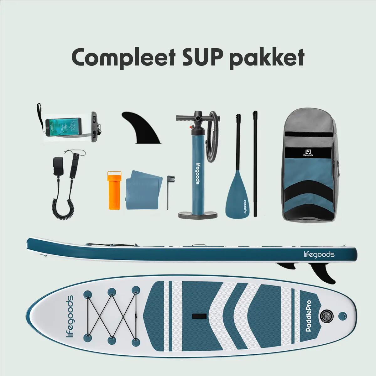 PaddlePro SUP Board - opblaasbaar - 320cm - max 150kg - Wit/Blauwgroen 5/10