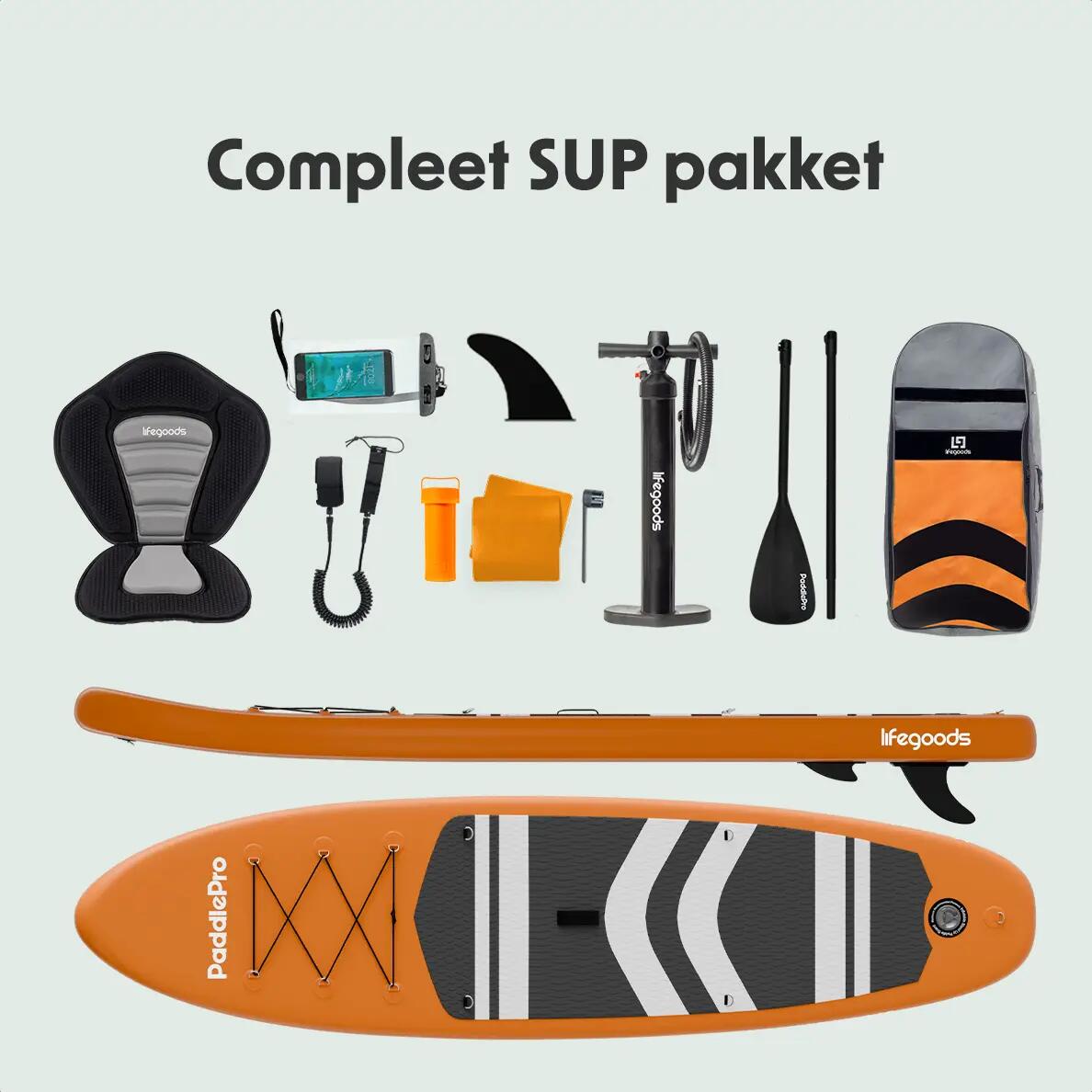 PaddlePro SUP Board - met zitje - opblaasbaar - 320cm - max 150kg - Oranje 10/10