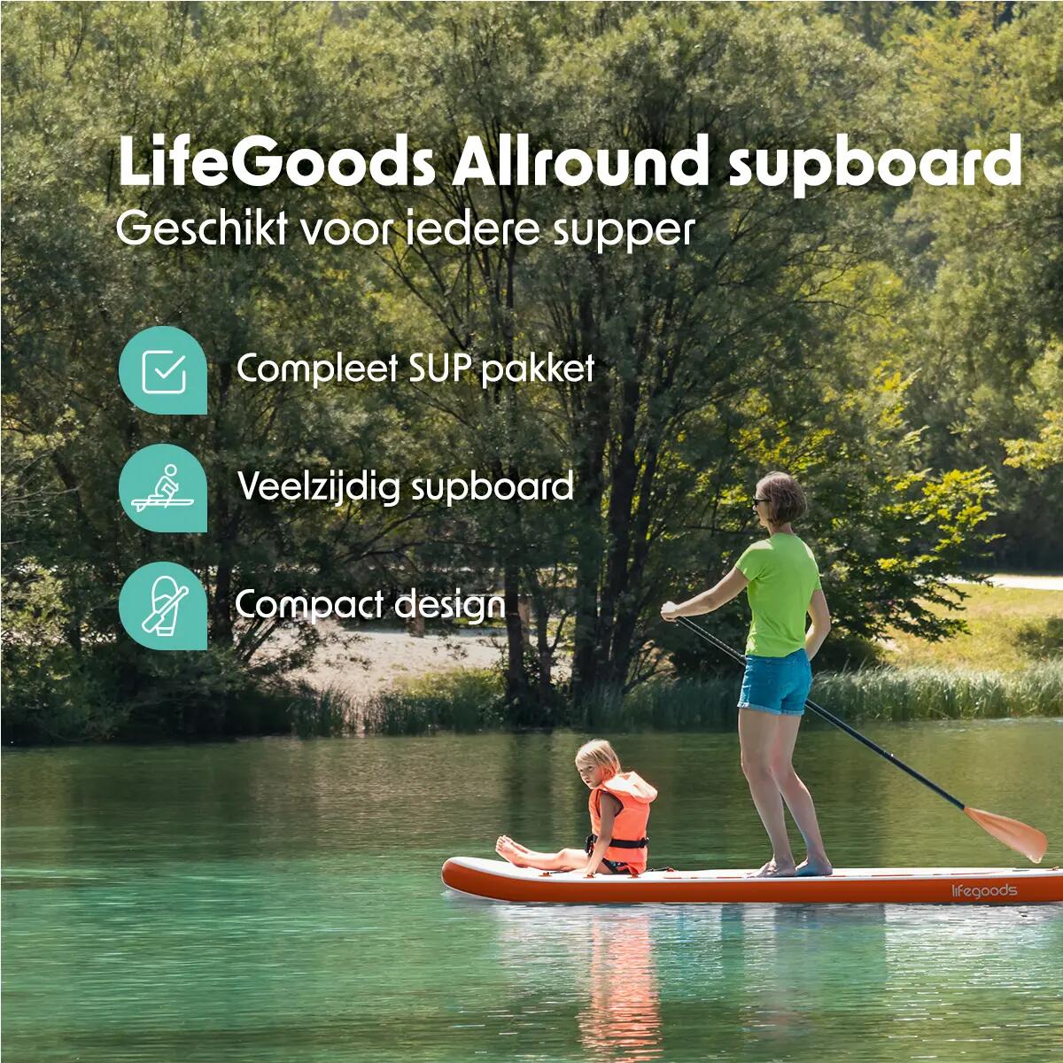 PaddlePro SUP Board - opblaasbaar - 320cm - max 150kg - Wit/Oranje 2/10