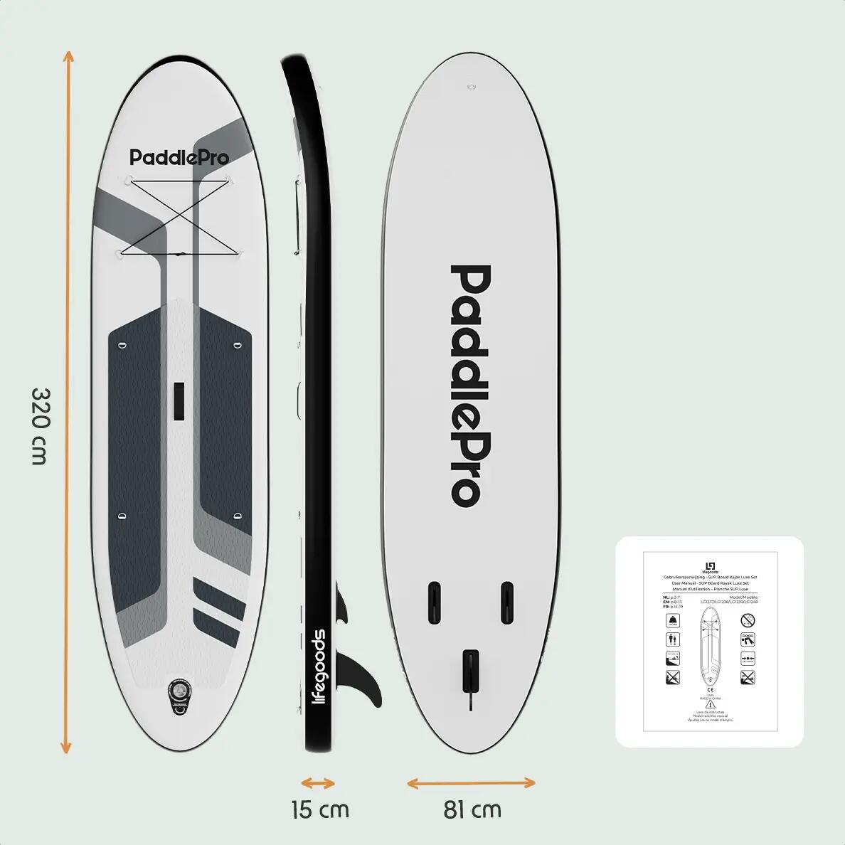PaddlePro SUP Board - met zitje - opblaasbaar - 320cm - max 150kg - Zwart 10/10