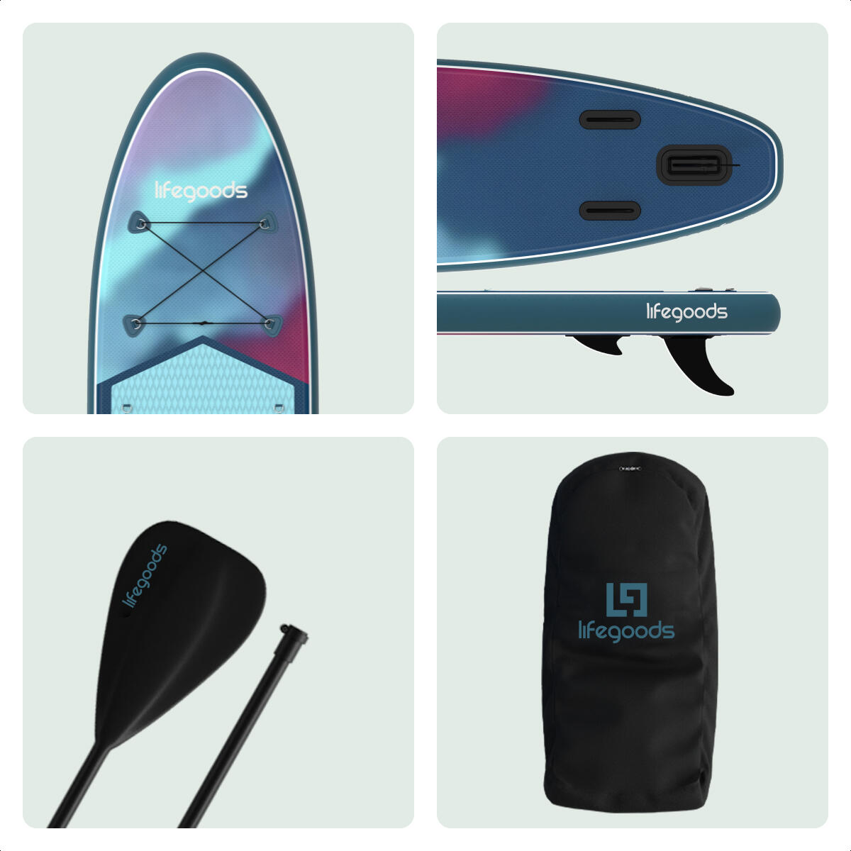 SUP Board Allround Compact - 300cm - max 100kg - beginners - Blauw/Paars 10/10