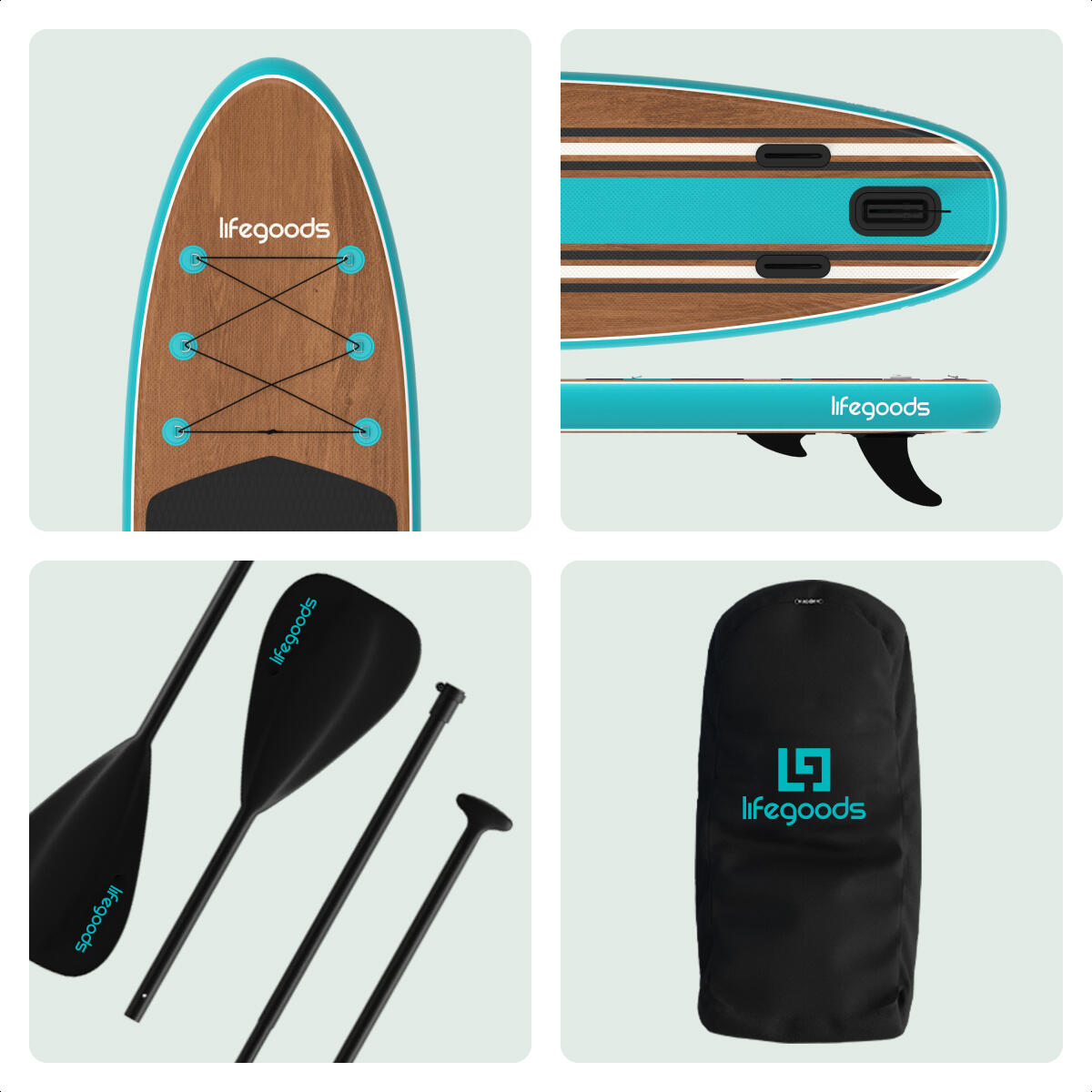 PaddlePro SUP Board - opblaasbaar - 320cm - max 150kg - Hout/Blauw 10/10