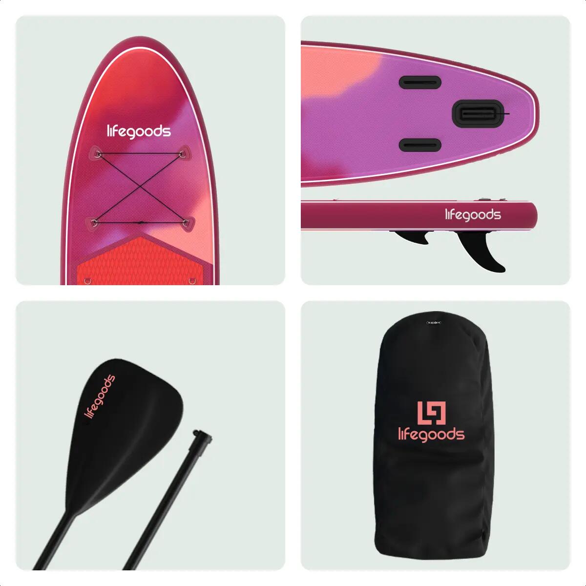 SUP Board Allround Compact - 300cm - max 100kg - beginners - Rood/Lila 10/10