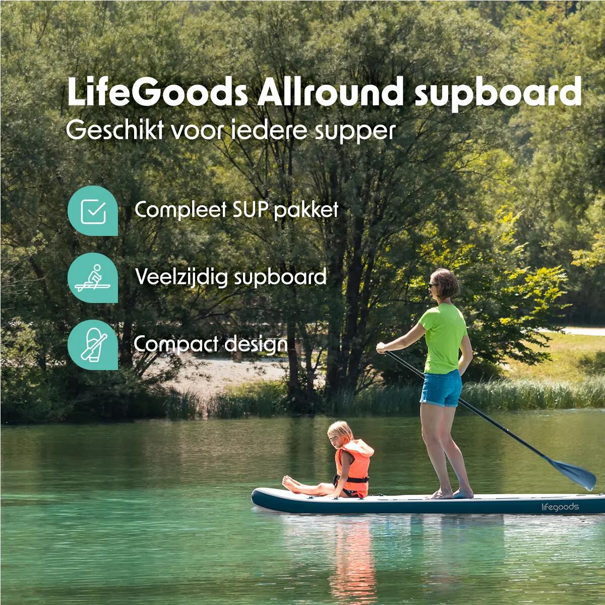 PaddlePro SUP Board - opblaasbaar - 320cm - max 150kg - Wit/Blauwgroen 2/10