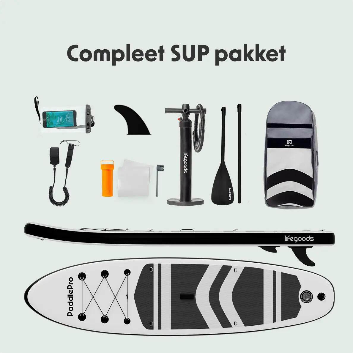 PaddlePro SUP Board - opblaasbaar - 320cm - max 150kg - Zwart 10/10