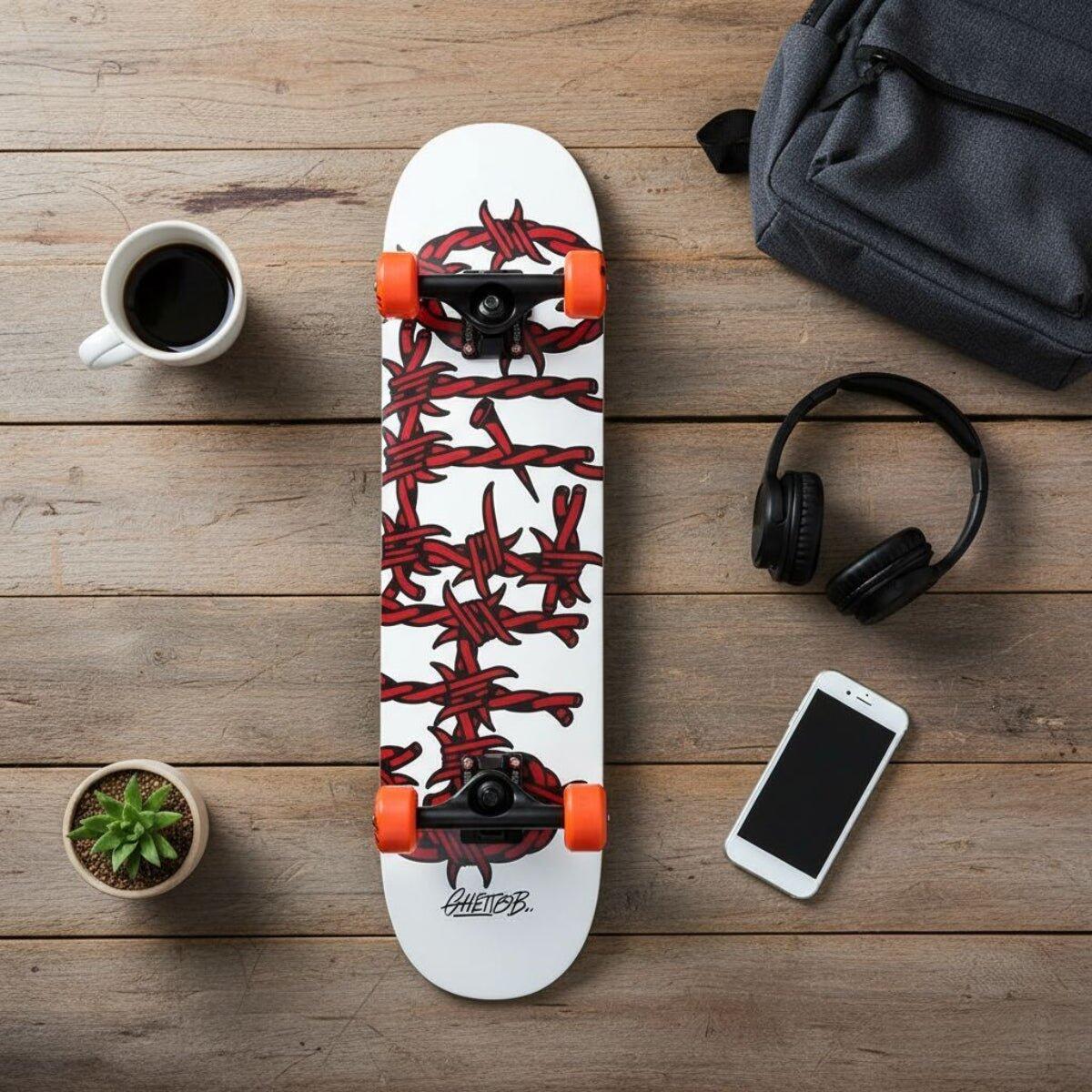 Skateboard Ghettoblaster pour commencer Barded Wire Rouge 8.0" 9/11