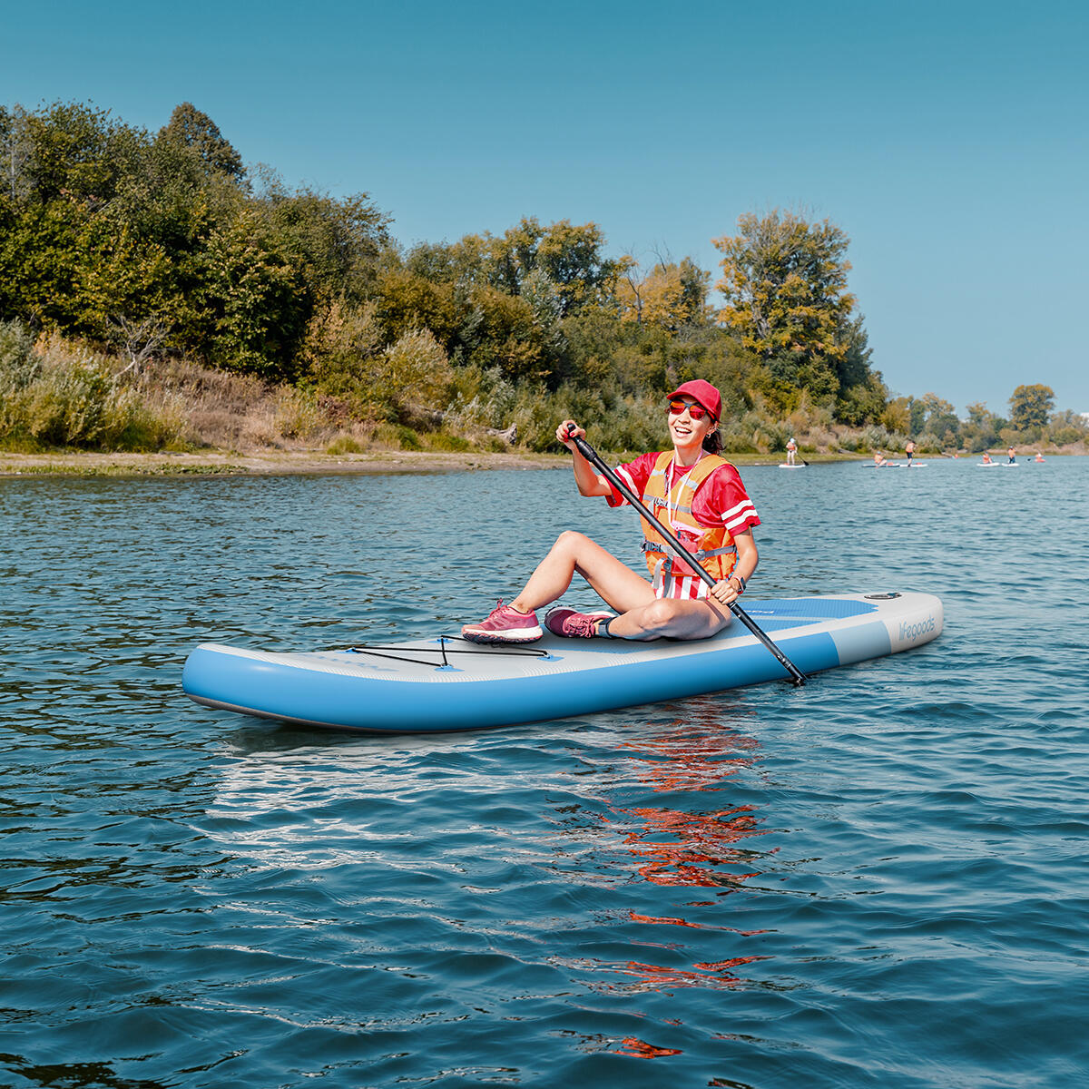 SUP Board Allround Compact - 300cm - max 100kg - beginners - Wit/Lichtblauw 9/10
