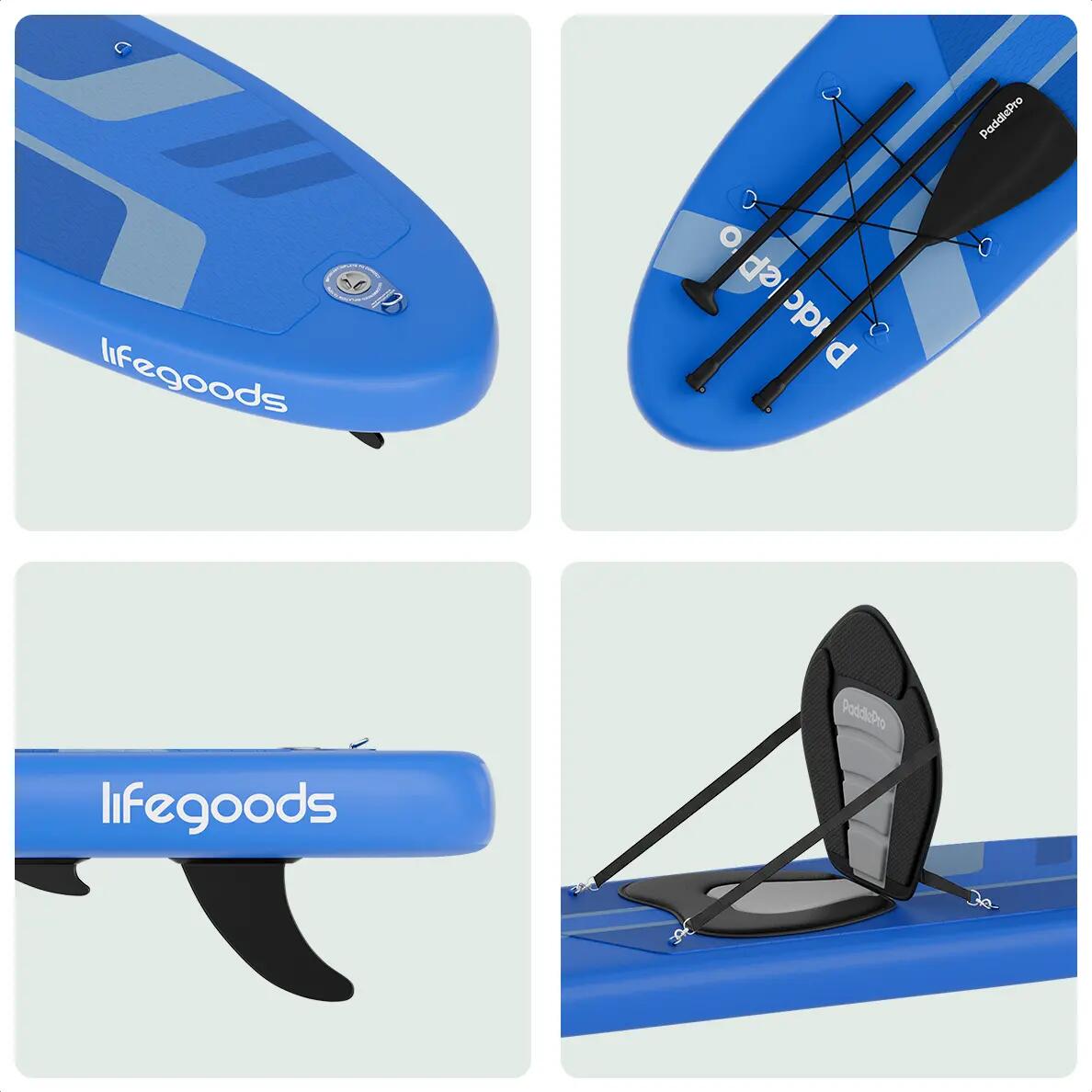 PaddlePro SUP Board - met zitje - opblaasbaar - 320cm - max 150kg - Blauw 9/10